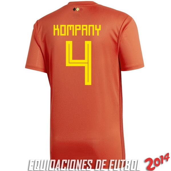 Kompany de Camiseta Del Belgica Primera Equipacion 2018