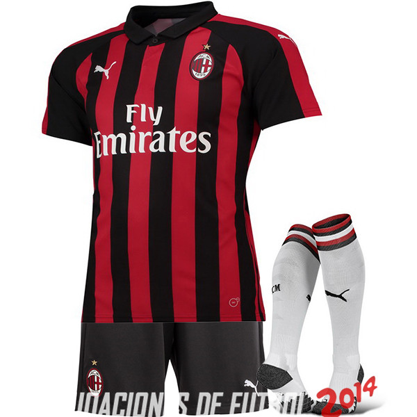 Camiseta （Pantalones+Calcetines）Del AC Milan Primera 2018/2019