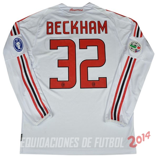 Beckham Retro Camiseta De AC Milan Manga Larga Segunda 2008/2009 Beckham Retro Camiseta De AC Milan Manga Larga Segunda 2008/2009