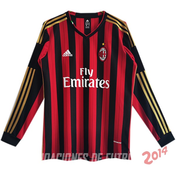 Retro Camiseta De AC Milan de la Seleccion Primera Manga Larga 2013/2014