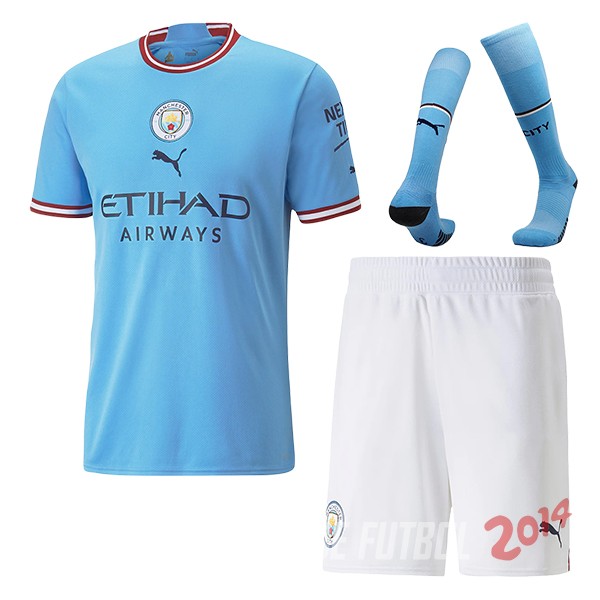 Camiseta Del Manchester City Primera 2022/2023（Camiseta+Pantalones+Calcetines）
