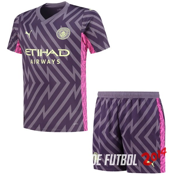 Camiseta Del Conjunto Completo Hombre Manchester City Portero 2023/2024 Purpura