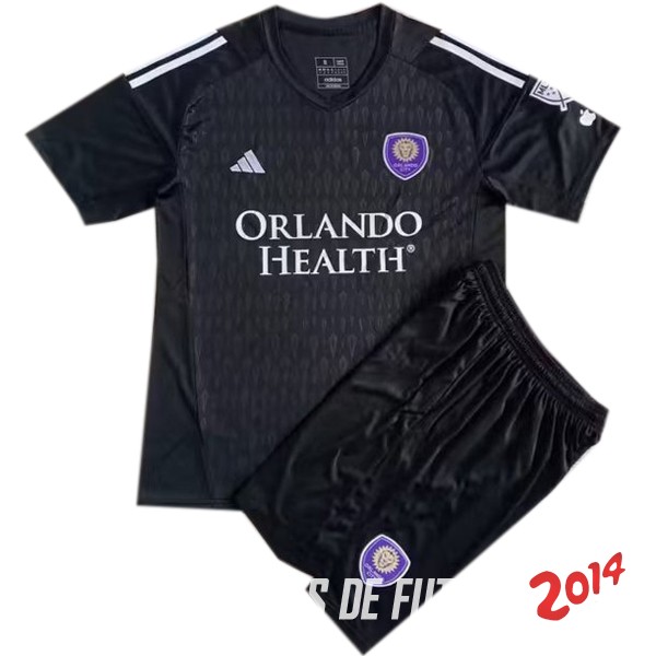 Camiseta Del Conjunto Completo Orlando City Nino Portero Negro 2023/2024