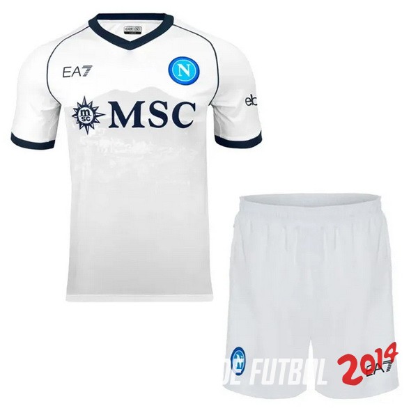 Camiseta Del Conjunto Completo Napoli Nino Segunda 2023/2024 Blanco