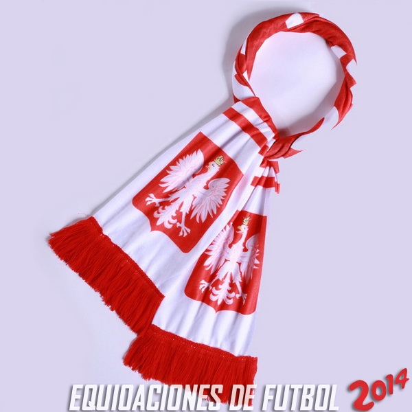 Bufanda Futbol Polonia Tejidas Blanco Rojo 2018