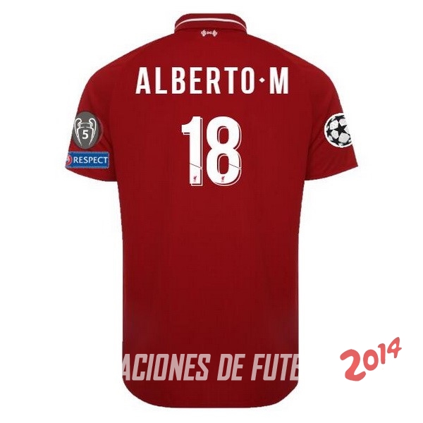 NO.18 Alberto.M de Camiseta Del Liverpool Primera Equipacion 2018/2019