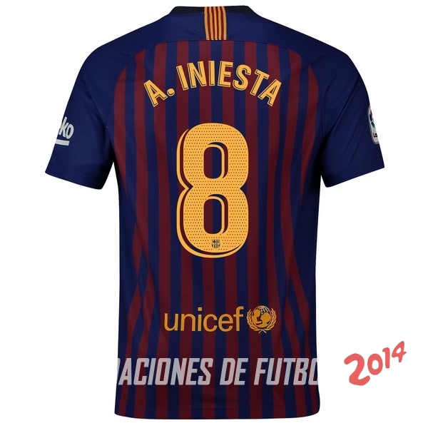 NO.8 A.Iniesta de Camiseta Del Barcelona Primera Equipacion 2018/2019