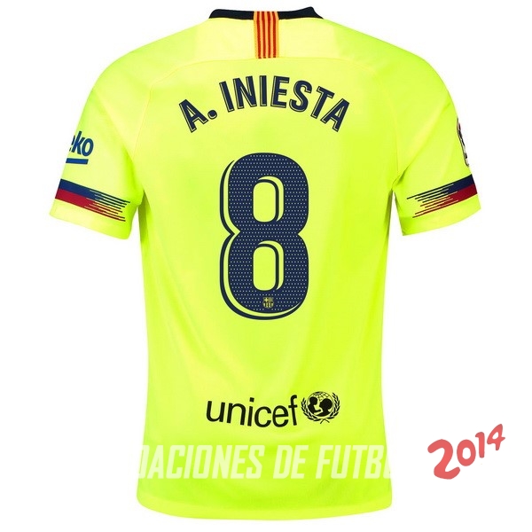 NO.8 A.Iniesta de Camiseta Del Barcelona Segunda Equipacion 2018/2019
