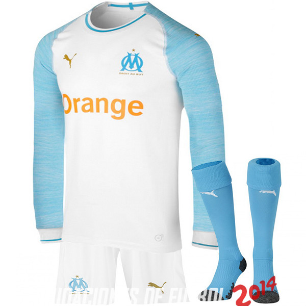 Camiseta （Pantalones+Calcetines）Del Marseille Manga Larga Primera Equipacion 2018/2019