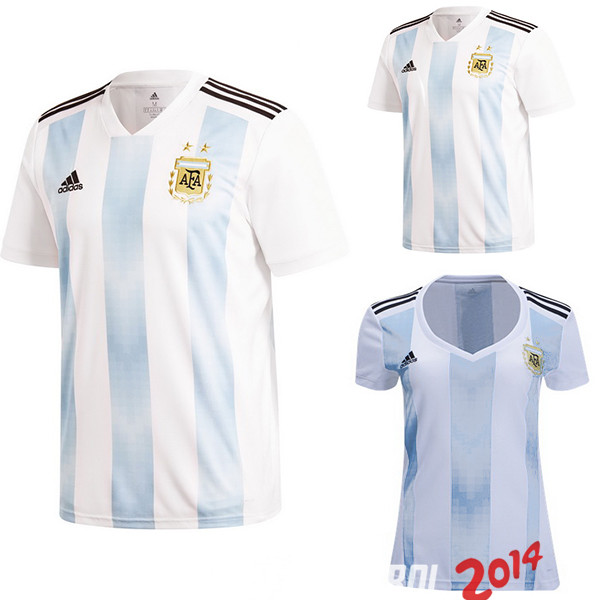 Camiseta （Mujer+Ninos）De Argentina de la Seleccion Primera 2018