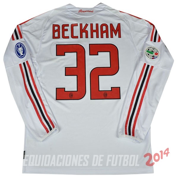 Beckham Retro Camiseta De AC Milan Manga Larga Segunda 2008/2009