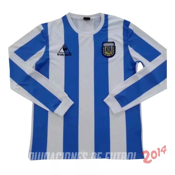 Retro Camiseta De Argentina de la Seleccion Manga Larga Primera 1986