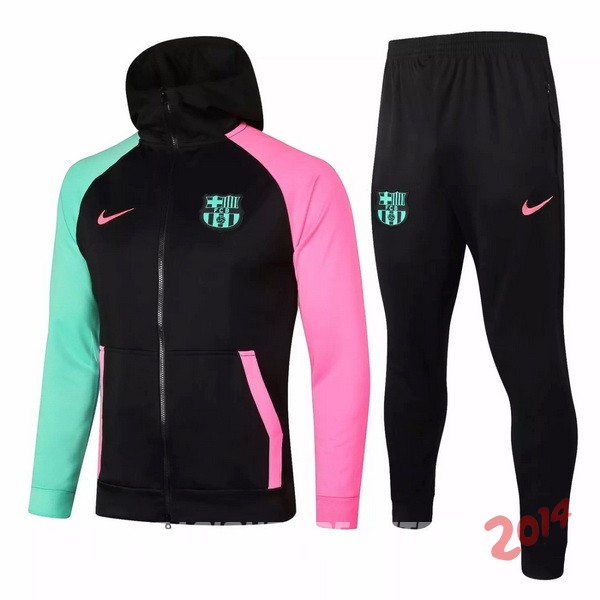 Chaqueta Con Capucha Barcelona Negro Verde Rosa 2020/2021