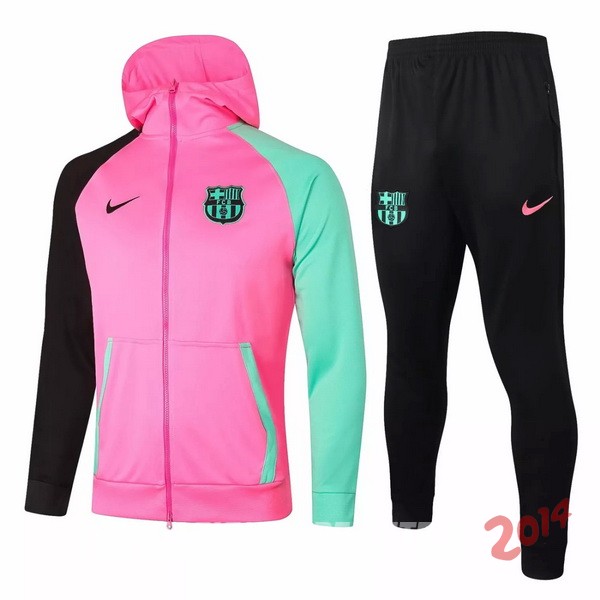 Chaqueta Con Capucha Barcelona Rosa Verde 2020/2021