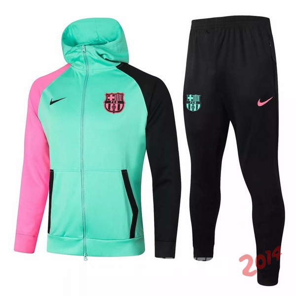 Chaqueta Con Capucha Barcelona Verde Rosa 2020/2021