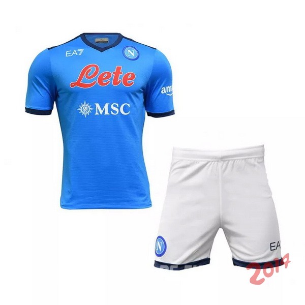 Camiseta Del Conjunto Completo Napoli Nino Primera 2021/2022 Azul