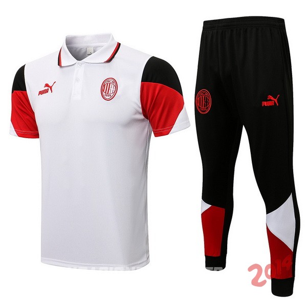 Polo AC Milan Conjunto Completo 2021/2022 Blanco Negro Rojo