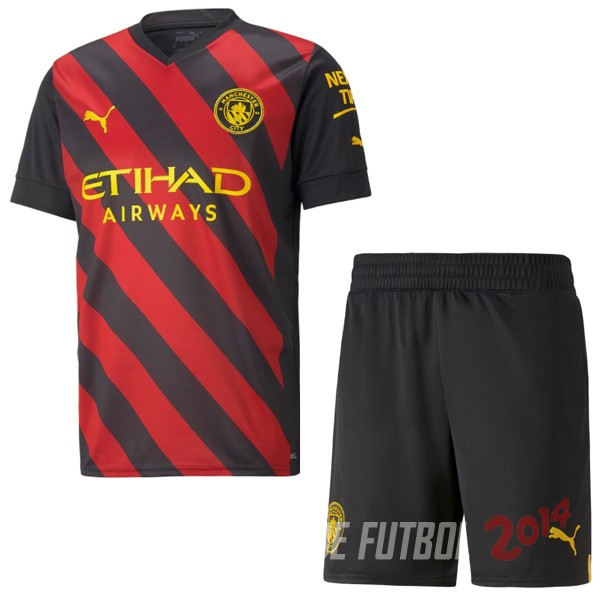 Camiseta Del Conjunto Completo Manchester city Nino Segunda Equipacion 2022/2023