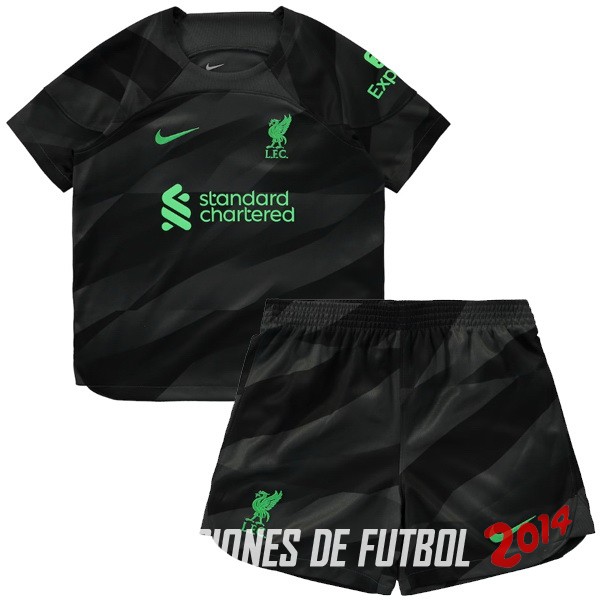 Camiseta Del Conjunto Completo Liverpool Nino Portero Negro 2023/2024