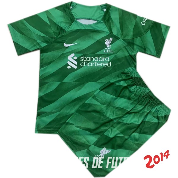 Camiseta Del Conjunto CompletoLiverpool Nino Portero Verde 2023/2024