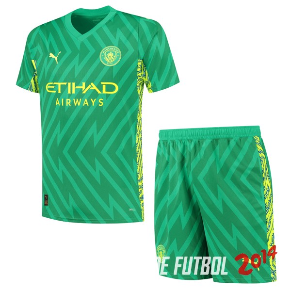 Camiseta Del Conjunto Completo Manchester City Nino Portero Verde 2023/2024