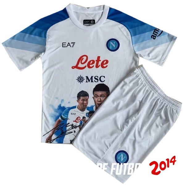 Camiseta Del Conjunto Completo Hombre Napoli Especial 2023/2024 Blanco Azul