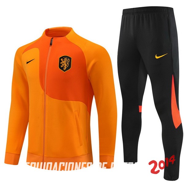 Chandal Del Conjunto Completo Paises Bajos Ninos Naranja I Negro 2022