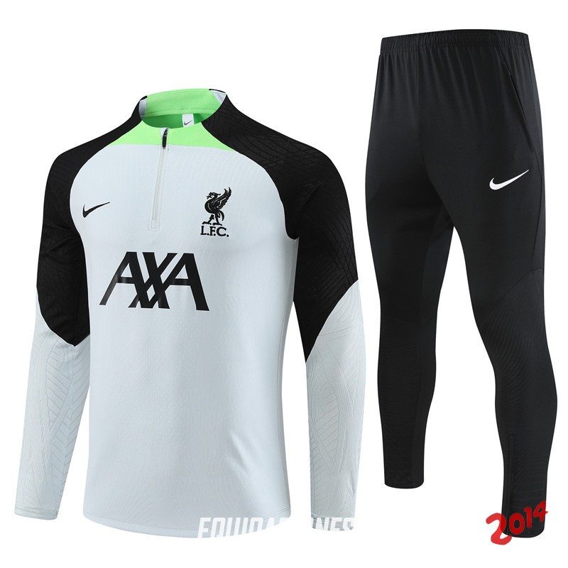 Chandal Del Conjunto Completo Liverpool Ninos Gris I Negro Verde 2023/2024