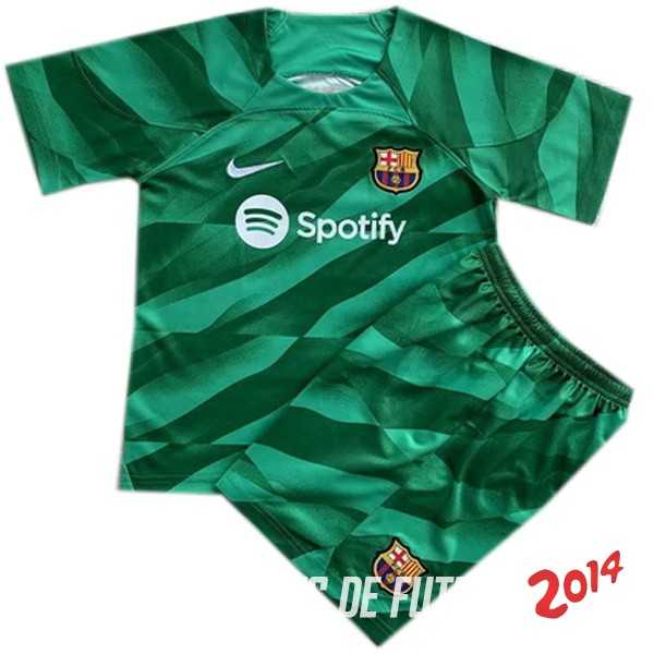 Camiseta Del Conjunto Completo FC Barcelona Nino Portero Verde 2023/2024