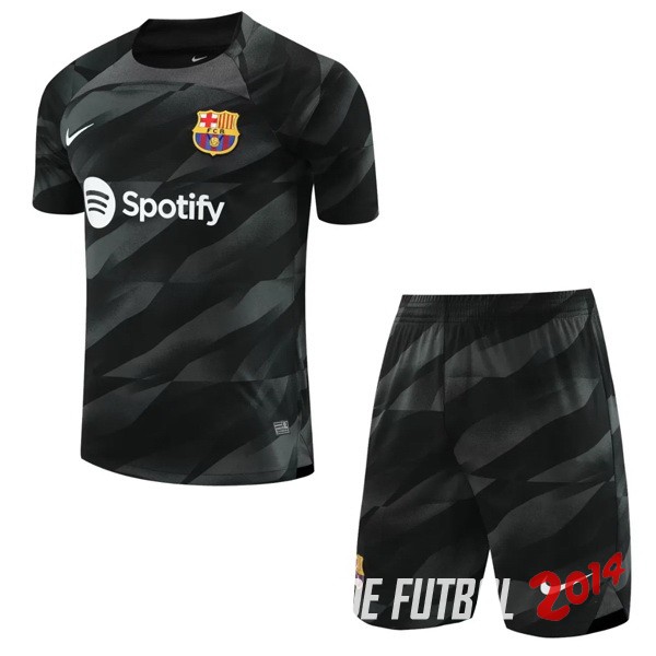 Camiseta Del Conjunto Completo FC Barcelona Nino Portero Negro 2023/2024