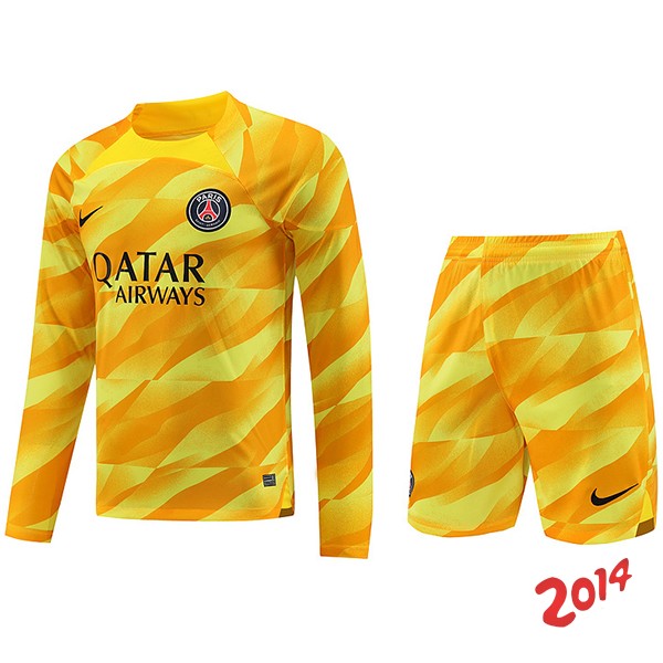 Tailandia Camiseta Del Conjunto Completo Hombre Paris Saint Germain Portero Manga Larga 2023/2024 Amarillo