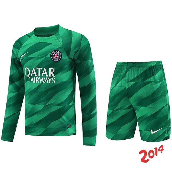 Tailandia Camiseta Del Conjunto Completo Hombre Paris Saint Germain Portero Manga Larga 2023/2024 Verde