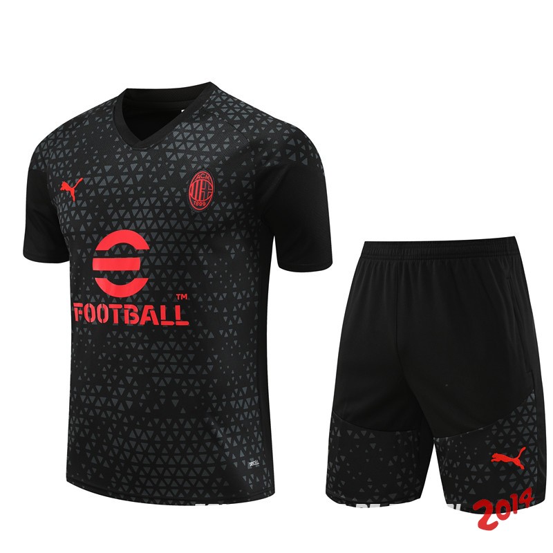 Entrenamiento Del Conjunto Completo AC Milan Nino Negro I Rojo 2023-2024