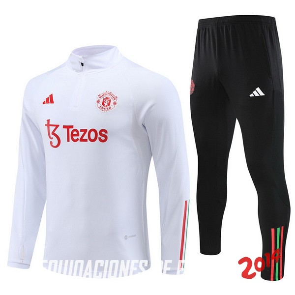 Chandal Del Conjunto Completo Manchester united Ninos Blanco Negro 2023/2024