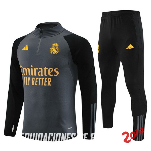 Chandal Real Madrid Gris Negro Amarillo 2023-2024