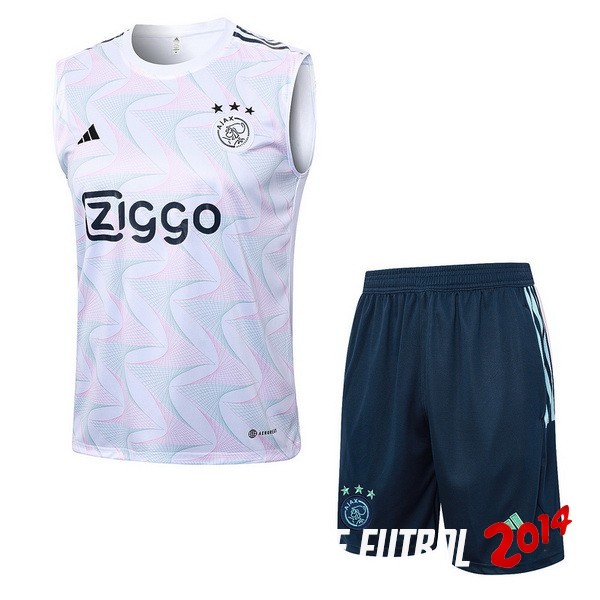 Entrenamiento Sin Mangas Conjunto Completo Ajax 2023/2024 Blanco Azul Marino