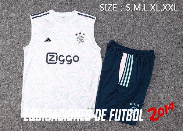 Entrenamiento Sin Mangas Conjunto Completo Ajax 2023/2024 Blanco Azul Marino