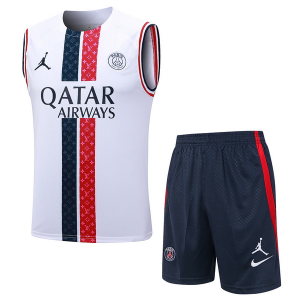 Entrenamientos Sin Mangas Conjunto Completo Paris Saint Germain 2023/2024 Blanco Rojo Azul