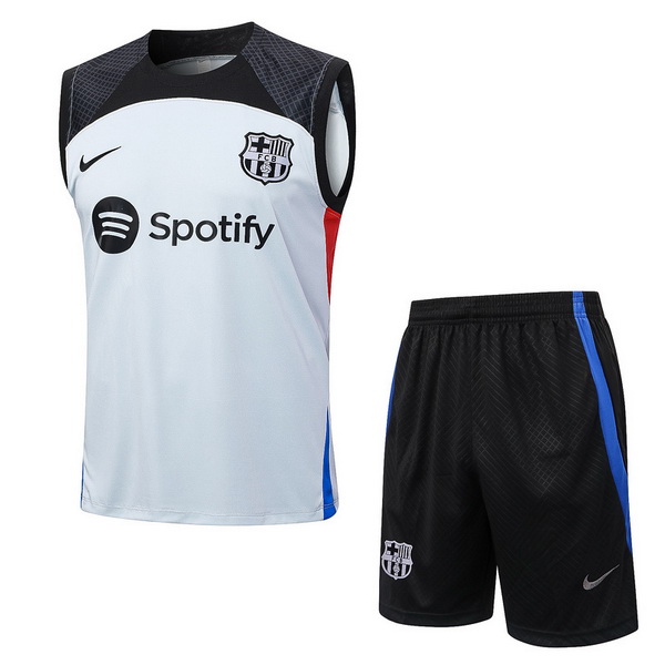 Entrenamiento Sin Mangas Conjunto Completo FC Barcelona 2023/2024 Gris Claro Rojo