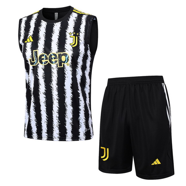 Entrenamiento Sin Mangas Conjunto Completo Juventus 2023/2024 Blanco Negro Amarillo