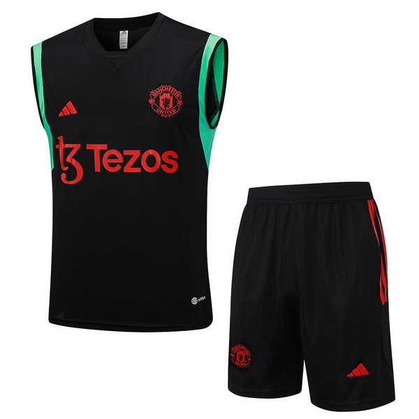 Entrenamiento Sin Mangas Conjunto Completo Manchester United 2023/2024 Negro Verde Rojo