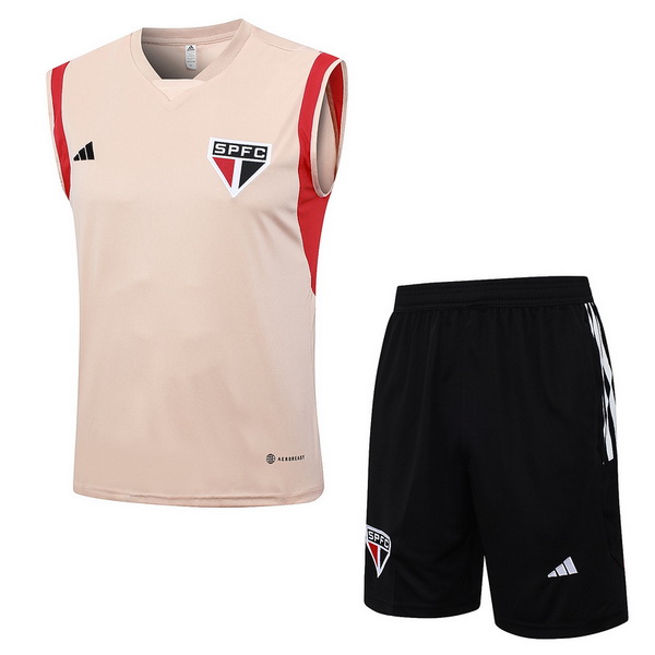 Entrenamientos Sin Mangas Conjunto Completo Sao Paulo 2023/2024 Amarillo Naranja