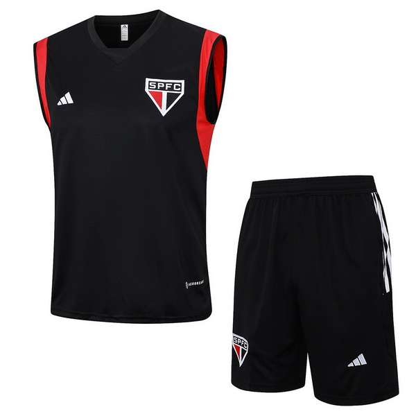 Entrenamientos Sin Mangas Conjunto Completo Sao Paulo 2023/2024 Negro Rojo