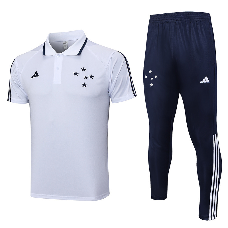 Polo Conjunto Completo Cruzeiro EC Blanco Azul Marino 2023/2024