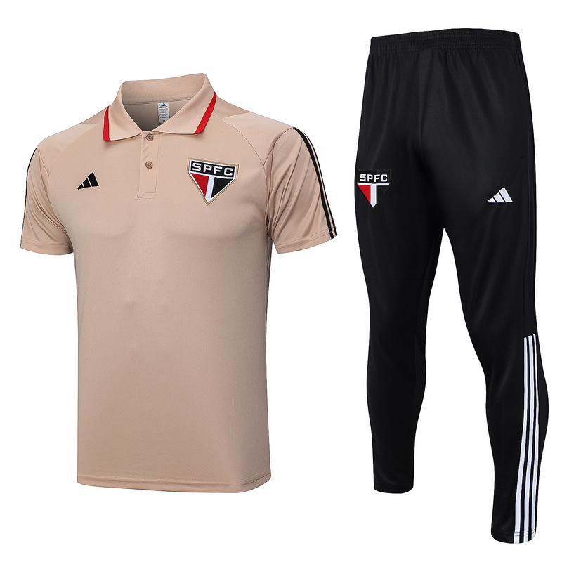 Polo Conjunto Completo São Paulo Amarillo Naranja 2023/2024