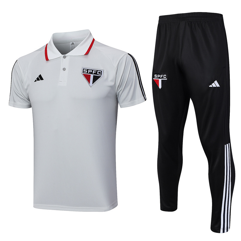 Polo Conjunto Completo São Paulo Gris Claro 2023/2024