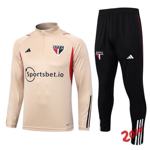 Chandal Del Conjunto Completo Sao Paulo Amarillo Negro I Blanco 2023/2024