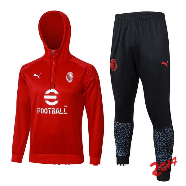 Conjunto Completo Chaqueta Con Capucha AC Milan 2023/2024 Rojo Negro