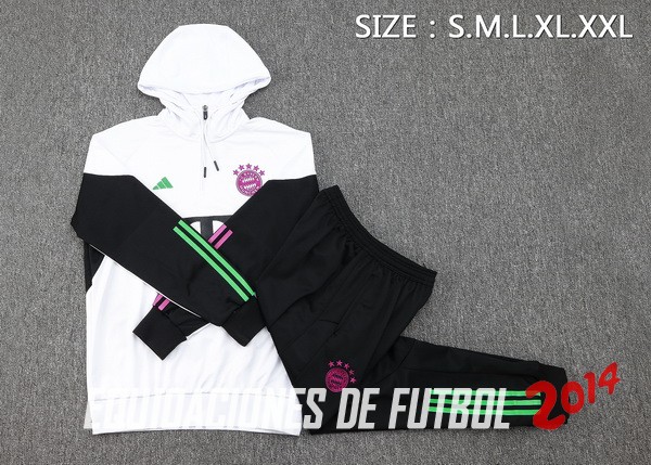 Conjunto Completo Chaqueta Con Capucha Bayern Múnich 2023/2024 Blanco Negro