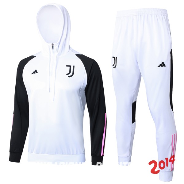 Conjunto Completo Chaqueta Con Capucha Juventus 2023/2024 Blanco Negro Rosa